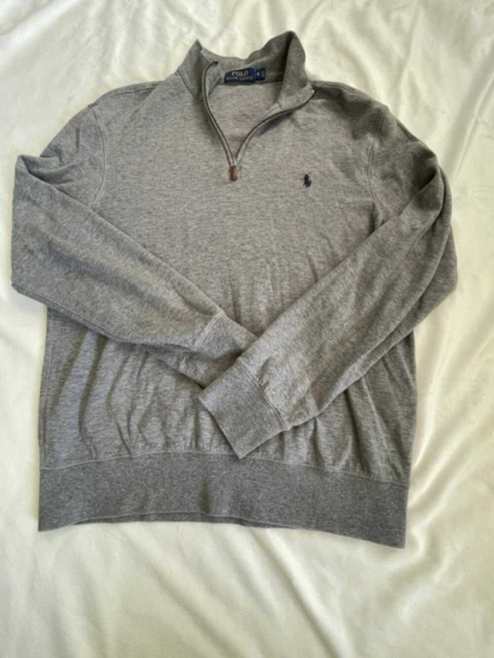Polo Ralph Lauren Men’s Long Sleeve 1/4 Zip Pullover Sweatshirt, Gray, Size S